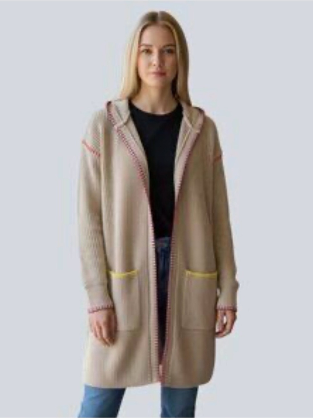 NWT SIZE MEDIUM Kerri Rosenthal natural hooded cardigan